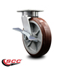 Service Caster 8 Inch Kingpinless Poly on Polyolefin Wheel Swivel Caster with Brake SCC SCC-KP30S820-PPUR-SLB